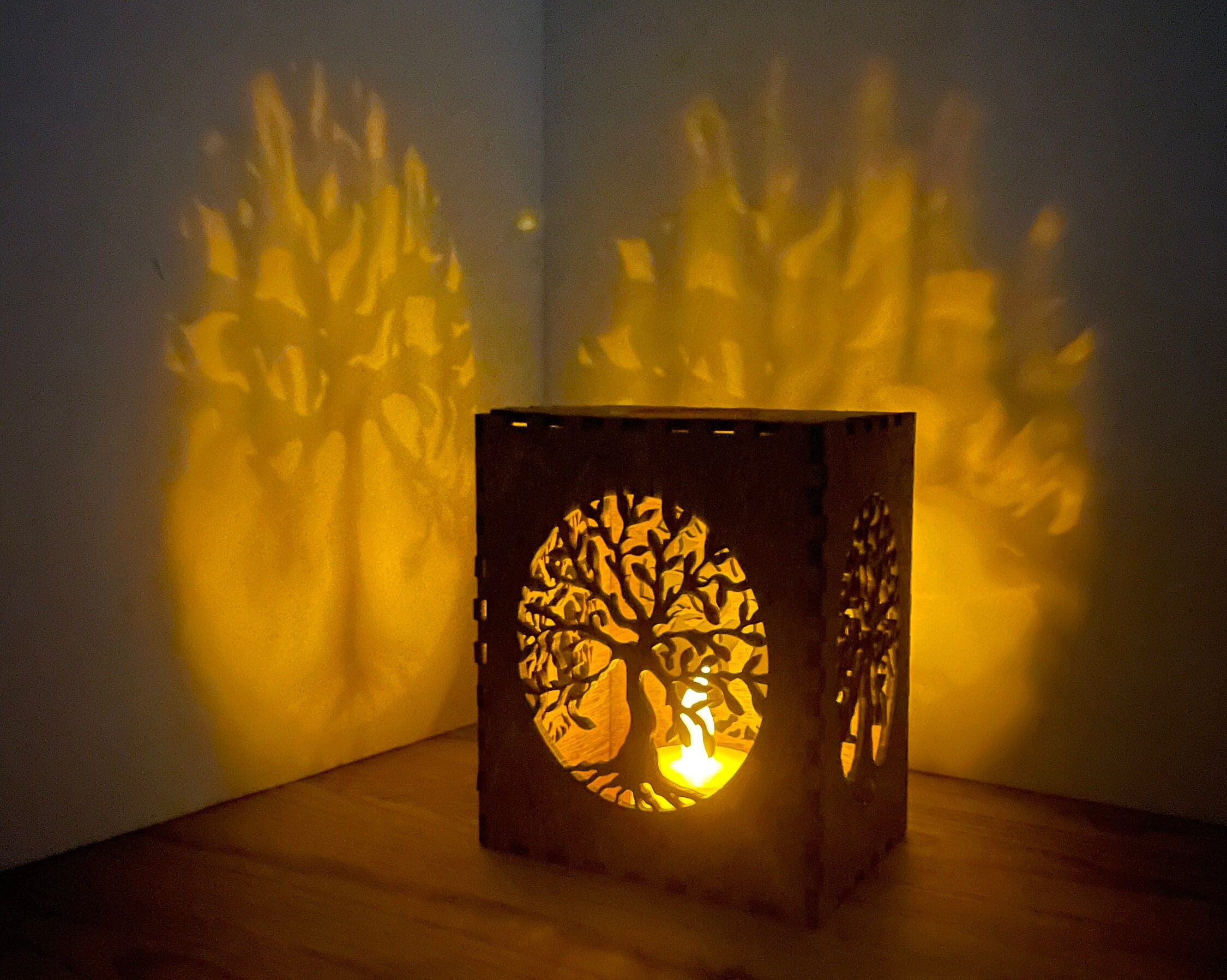 Tree of Life LATERN CANDLE HOLDER Wood Tealight Holder Etsy
