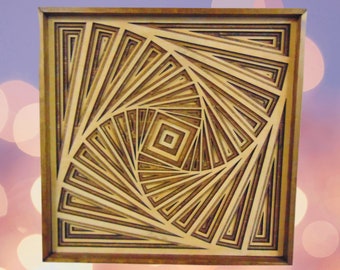 Meerlagig vierkant decor – houten geometrische mandala – gelaagde muurkunst – houten muurdecor – moderne vierkante mandala – cadeau-idee housewarming