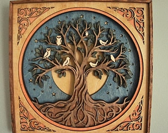 Árbol de la Vida – Arte de pared de madera – Arte de madera de 8 capas – Decoración de árbol genealógico – Decoración del árbol de la vida – Arte de árbol genealógico de madera – Regalo de inauguración de casa