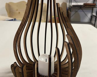 Houten kandelaar – Shadow Casting Candle Light – Moderne kandelaars – Geometrische kandelaar – Theelichthouder spiraal – Bruiloftsdecor