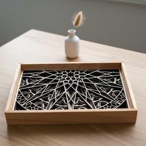 MANDALA WALL ART – Seven layer Frame Wall Art – Wood Mandala Art – Spiritual Wall Decor – Laser Cut Wooden Mandala – Mandala Wall Hanging shown in an AI-generated listing photo