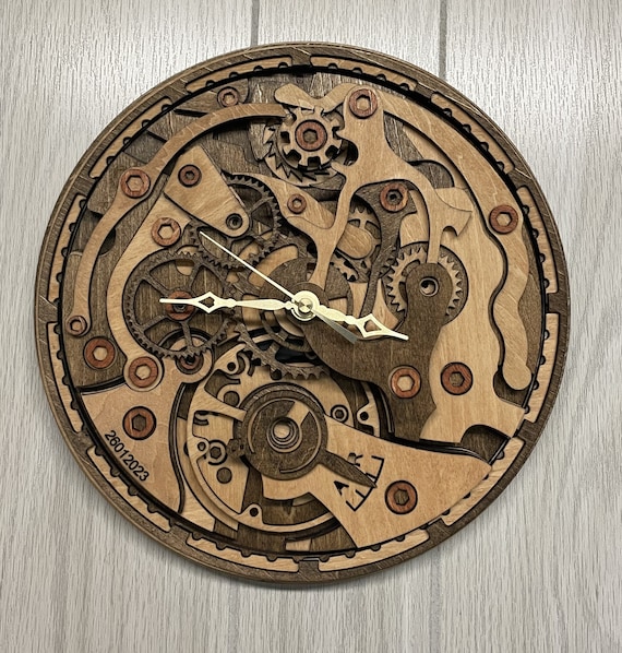 Boho Clock – Unique Wall Clock – 9 Layered Wooden Clock – Wood Gear Clock – Minimalist Clock – Wooden Mandala Clock – Mechanical Wall Clock
