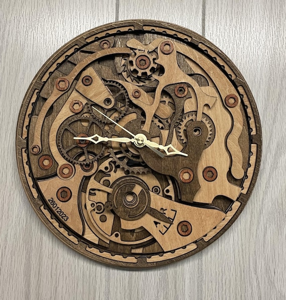 Boho Clock – Unique Wall Clock – 9 Layered Wooden Clock – Wood Gear Clock – Minimalist Clock – Wooden Mandala Clock – Mechanical Wall Clock