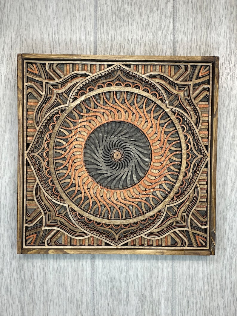 Mandala Wood Wall Art 7 Layered Framed Mandala Laser Cut Home Etsy