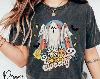 Halloween tshirt, Spooky Shirt, Comfort Colors, Retro Halloween, Ghost Shirt, Halloween t shirts, Vintage Halloween, fall, 90s, womens tees