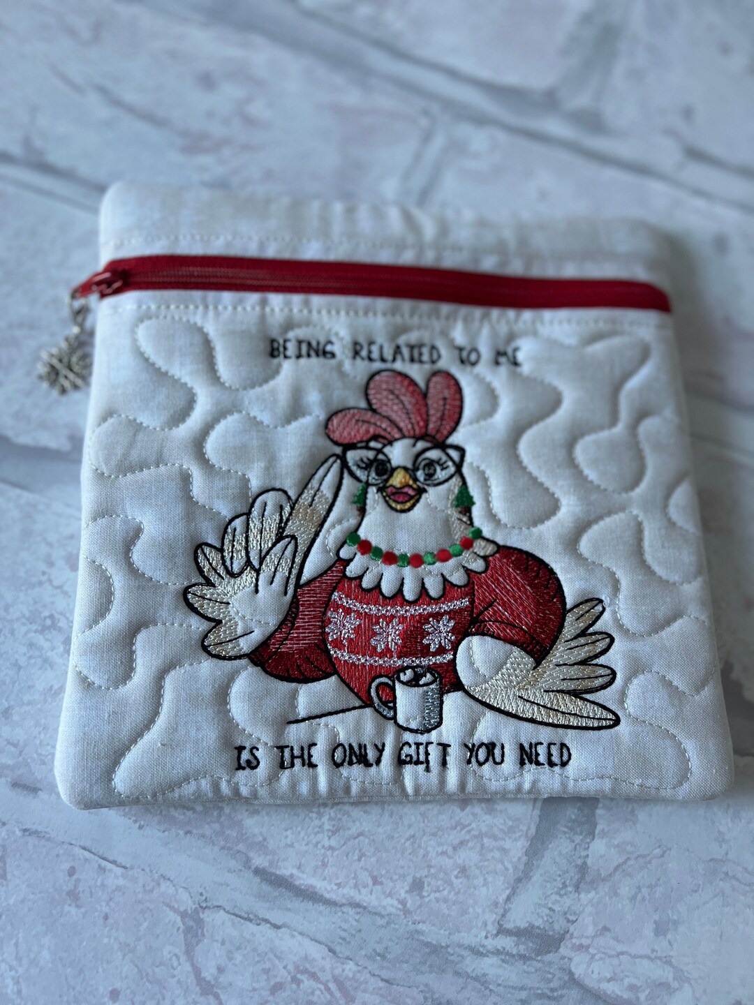 Christmas Zipper Bag Quilted Bag Embroidered Bag Handmade Etsy