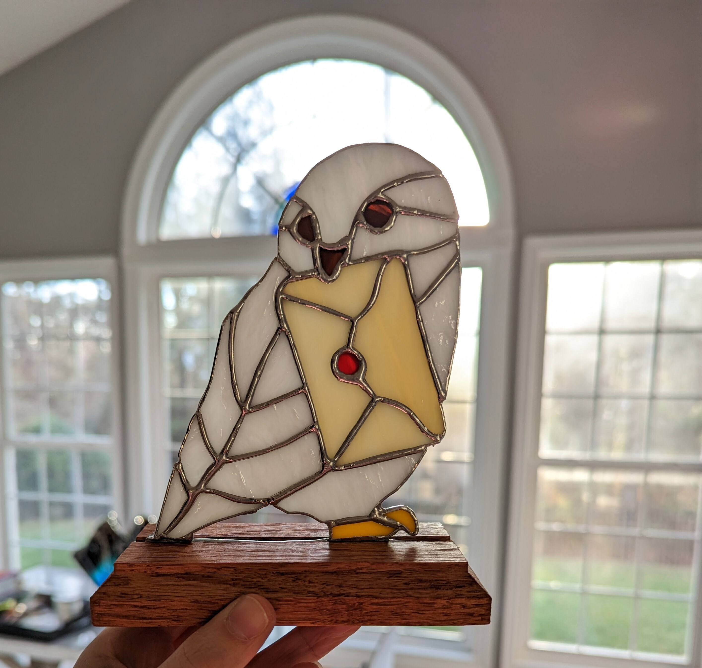 Stained Glass Pattern Owl Hedwig Harry Potter • Stained Glass