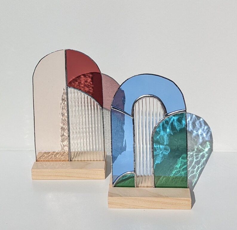 Art Deco Stained Glass Arch Modern Glass Decor Etsy