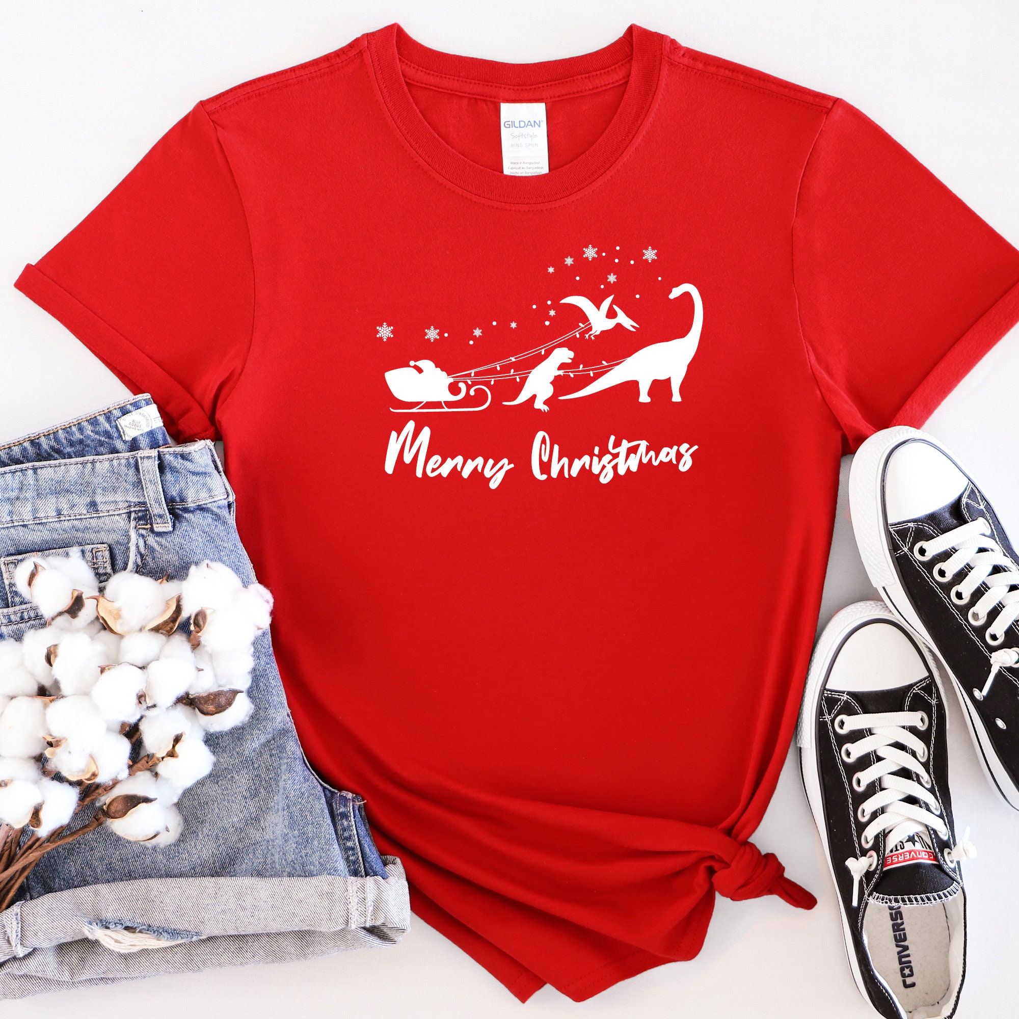 Discover Christmas Dinosaur T-Shirt, Family Christmas Shirt, Dinosaur Sleigh Shirt Christmas Gift, Christmas Squad Shirt, Christmas Party Shirts