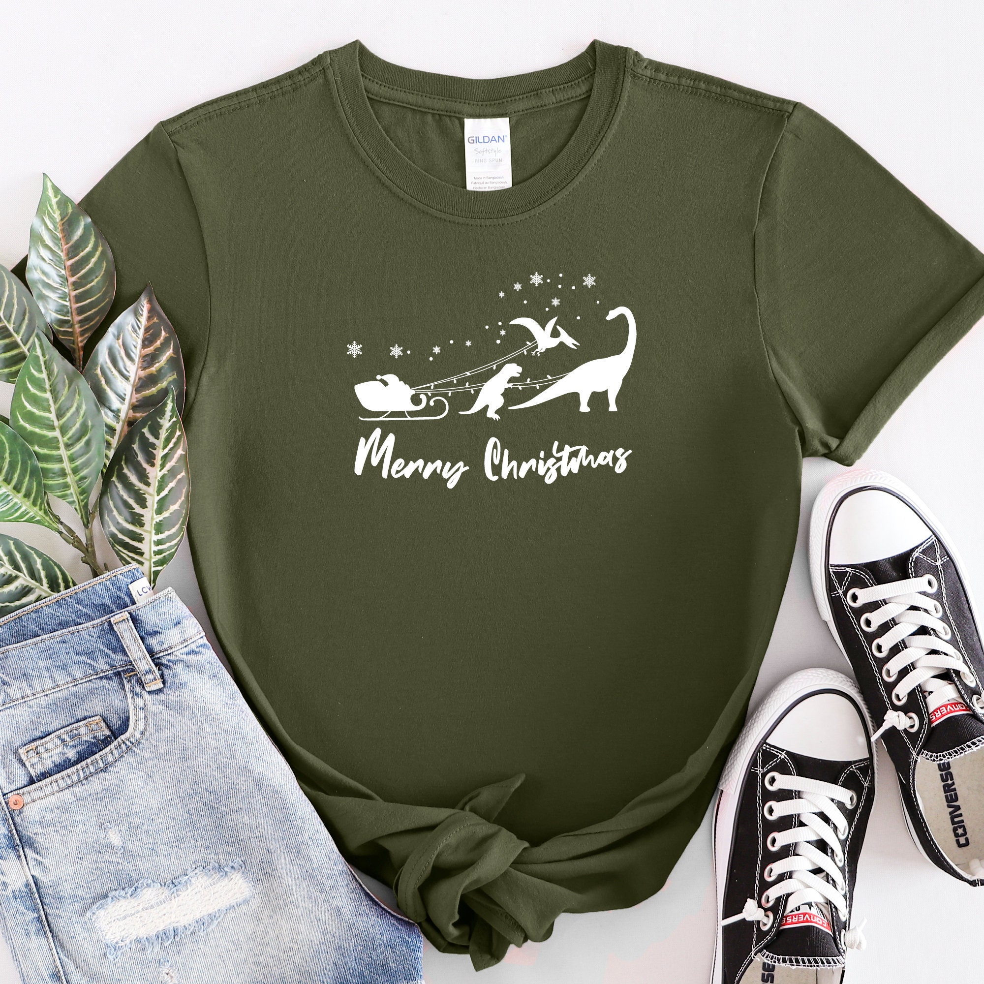 Discover Christmas Dinosaur T-Shirt, Family Christmas Shirt, Dinosaur Sleigh Shirt Christmas Gift, Christmas Squad Shirt, Christmas Party Shirts