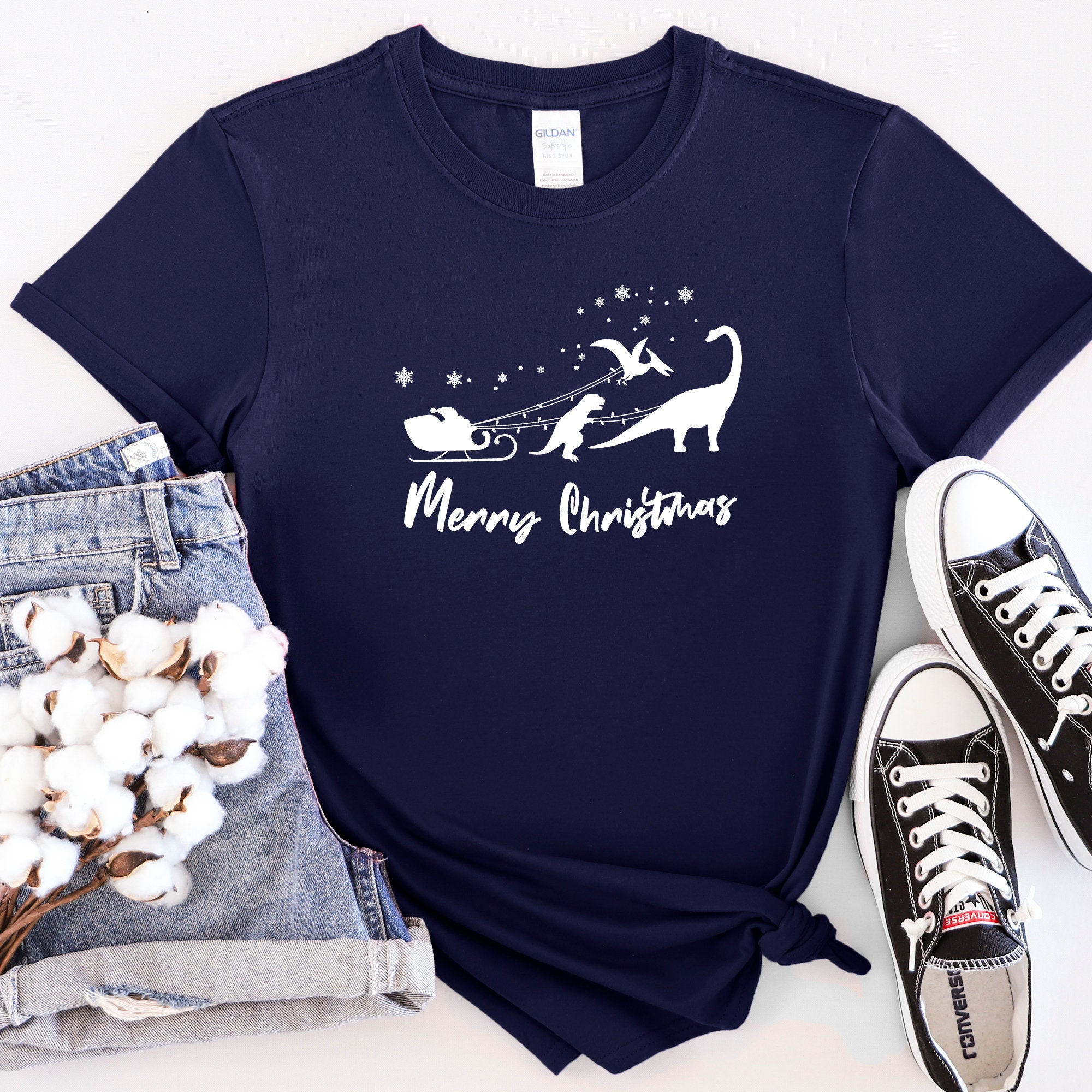 Discover Christmas Dinosaur T-Shirt, Family Christmas Shirt, Dinosaur Sleigh Shirt Christmas Gift, Christmas Squad Shirt, Christmas Party Shirts