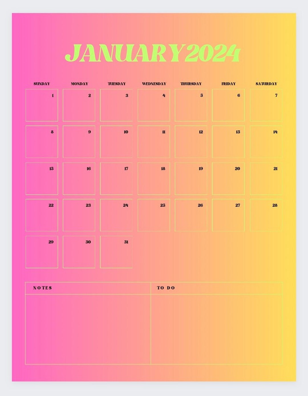 12 month printable calendar for 2024 digital calendar etsy australia