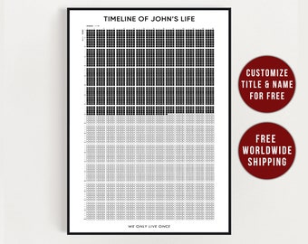 Personalized Life calendar, Memento Mori weeks of my Life poster, customized printable calendar, Personalized birthday gift for her and him