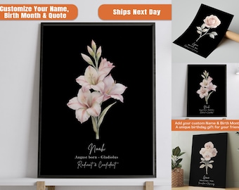 Custom Birth Month Flower Print: Personalized Floral Wall Art