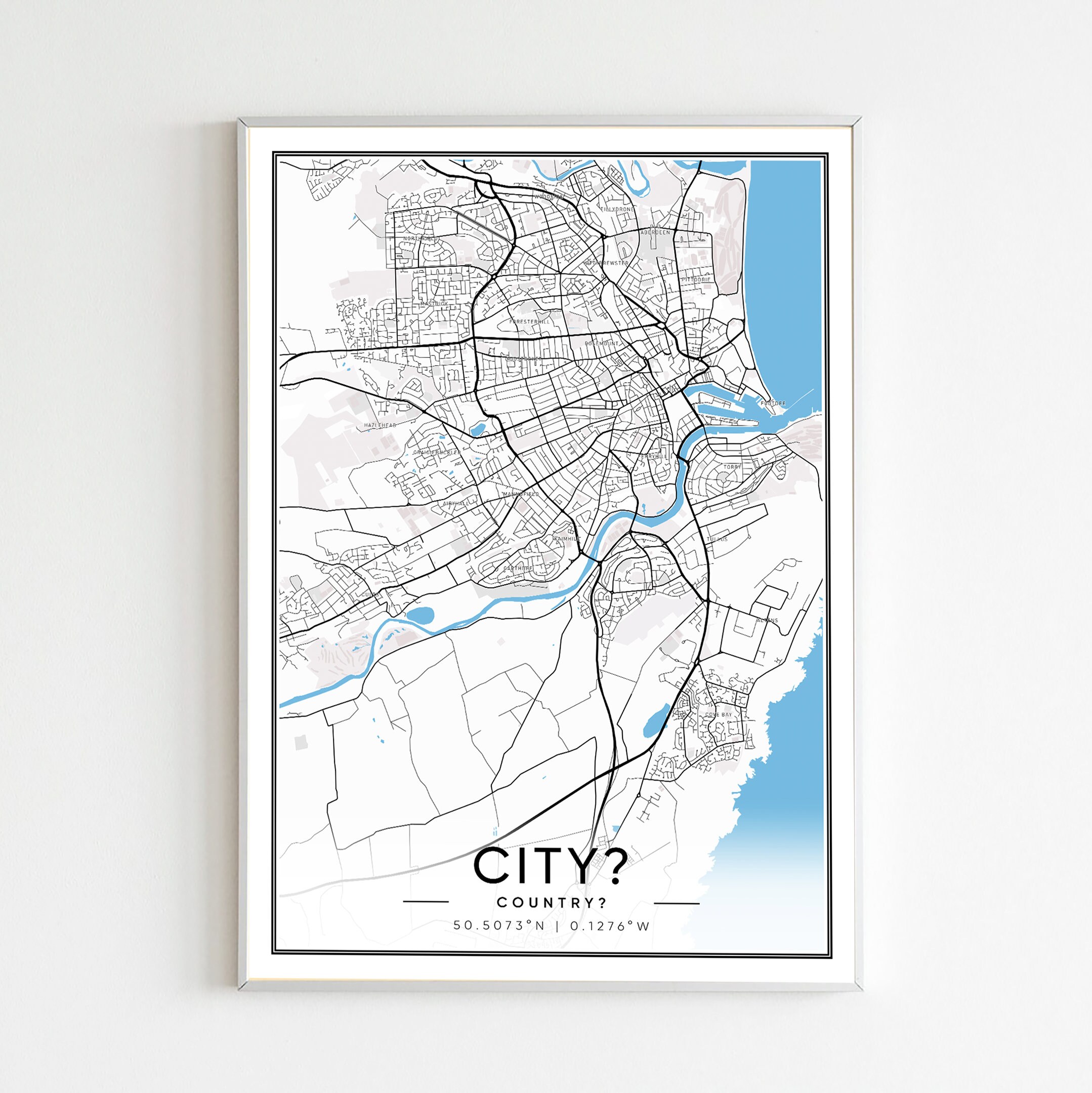Custom Map Print, Customizable Map Poster, City Map, Map Print Canvas ...