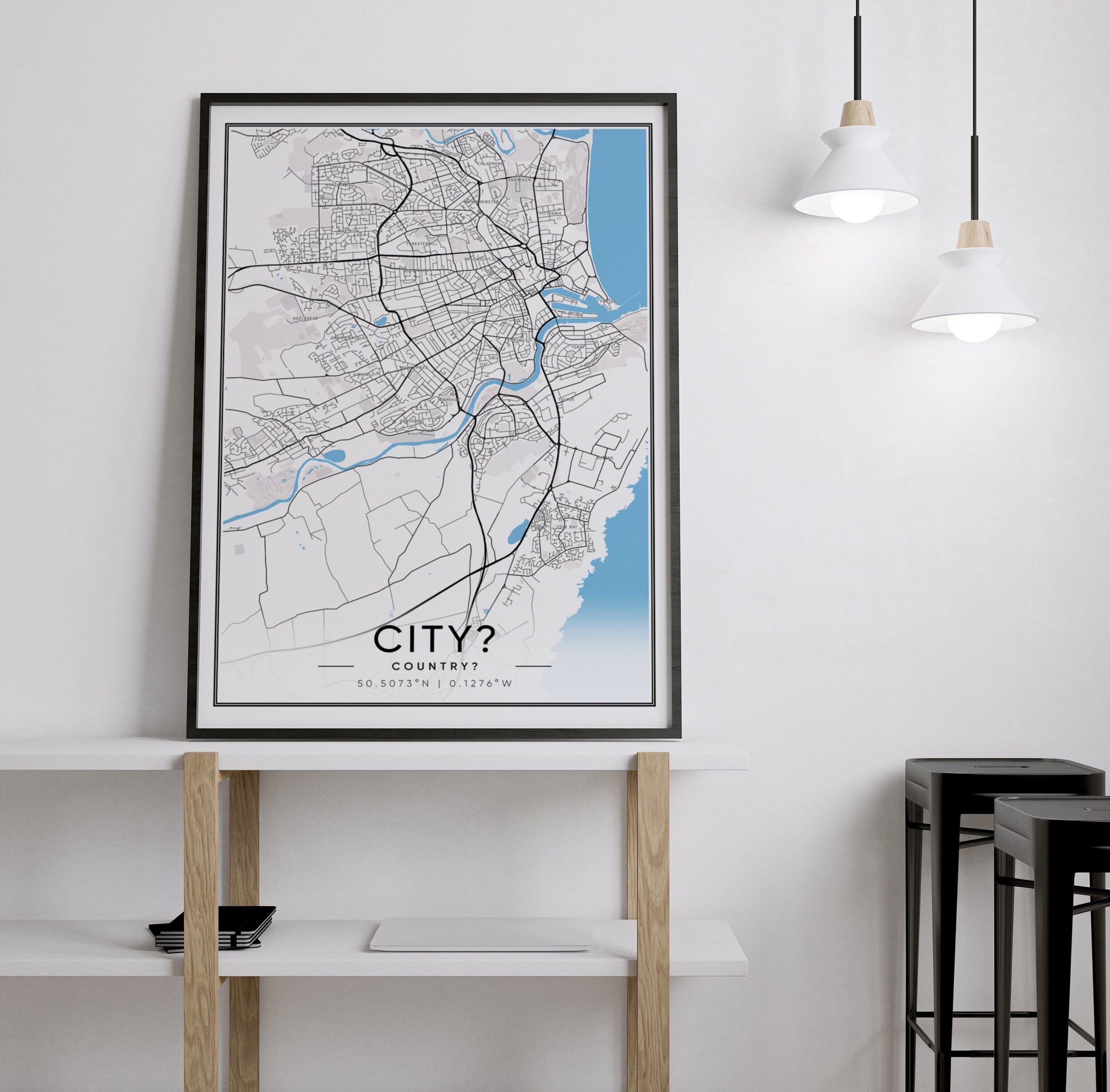 Custom Map Print, Customizable Map Poster, City Map, Map Print Canvas ...