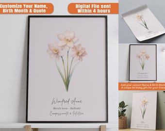 Custom Birth Month Flower Print: Personalized Floral Art (Digital Downloadable File)