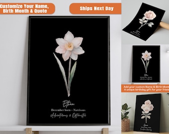 Custom Birth Month Flower Print: Personalized Floral Wall Art