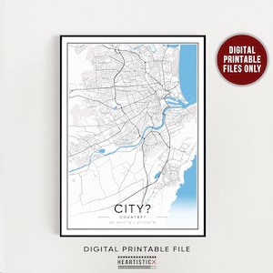 Benutzerdefinierte Stadt Karte Druck, digital druckbare, anpassbare Karte Poster, Karte Druck Leinwand, Karte Geschenk, neue Heimat Karte Poster Geschenk, Karte Geschenk, Wandkunst