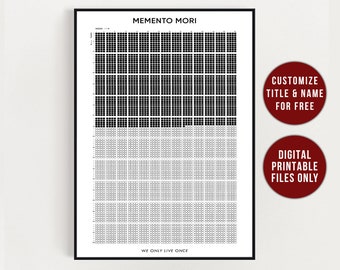 Memento Mori, Personalized Life Calendar, Life in Weeks Poster, Birthday Gift for Her & Him, Custom Life Tracker, Digital Downloadable Print