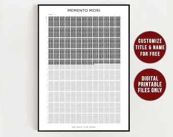 Memento Mori, Personalized Life Calendar, Life in Weeks Poster, Birthday Gift for Her & Him, Custom Life Tracker, Digital Downloadable Print