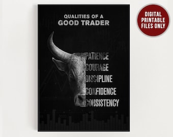 Quality Of A Good Trader, Motivational Poster Print, Office wall art, digital, Home Office, Canvas, Home Decor, Stock market, Crypto, Gift