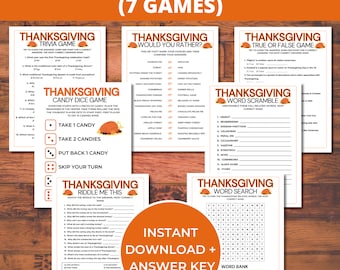Thanksgiving Game Bundle, Fun Thanksgiving Games, Printable Thanksgiving Party Games for Adults and Kids, Thanksgiving Trivia, Group Games