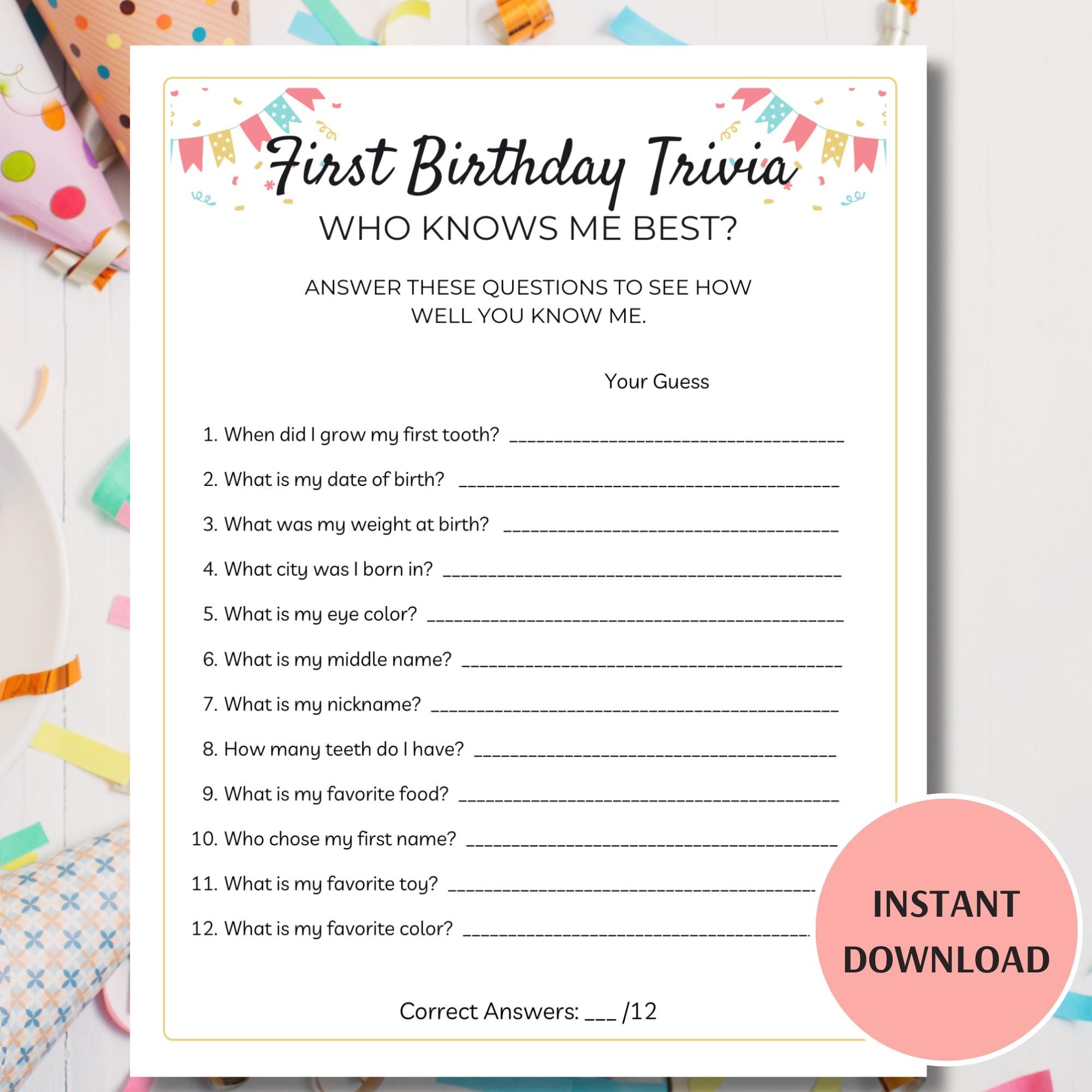 first-birthday-trivia-game-printable-first-birthday-party-game-fun-1st-birthday-games-who-knows-the-one-year-old-best-etsy for Free Printable Birthday Trivia Games First Birthday Trivia Game, Printable First Birthday Party Game, Fun 1st Birthday Games, Who Knows the One Year Old Best - Etsy for Free Printable Birthday Trivia Games