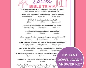 Ostern Bibel Quiz Spiel, druckbare Ostern Quiz, Ostern Party Spiel, Spaß Ostern religiöses Spiel für Kinder und Erwachsene
