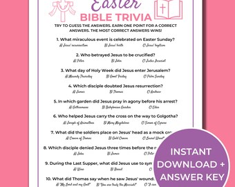 Easter Bible Trivia Game, Printable Easter Trivia, Easter Party Game, Fun Easter Religious Game for Kids and Adults