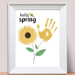 Hello Spring Handprint Craft, Printable Spring Handprint Art, Kids Handprint Keepsake, Spring Craft for Toddlers, Preschool Activities