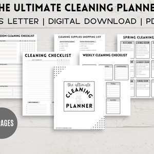 Printable Cleaning Planner Bundle, Cleaning Schedule, Cleaning Checklists, House Cleaning Binder, PDF Download