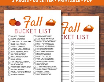 Fall Bucket List Printable, Fun Fall Activities Checklist, Autumn Bucket List, Fall To Do List
