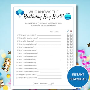Quién conoce mejor al cumpleañero, Juegos de cumpleaños imprimibles, ¿Qué tan bien conoces al cumpleañero?