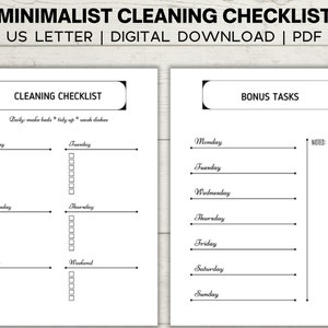 Weekly Cleaning Planner, Cleaning Checklist Printable, Cleaning Schedule, Digtal Download