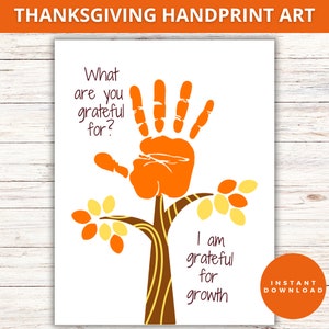 Thanksgiving Handprint Art, Baby Handprint Craft, Printable Kids Handprint Keepsake, Fall Craft for Kids, Preschool Activities