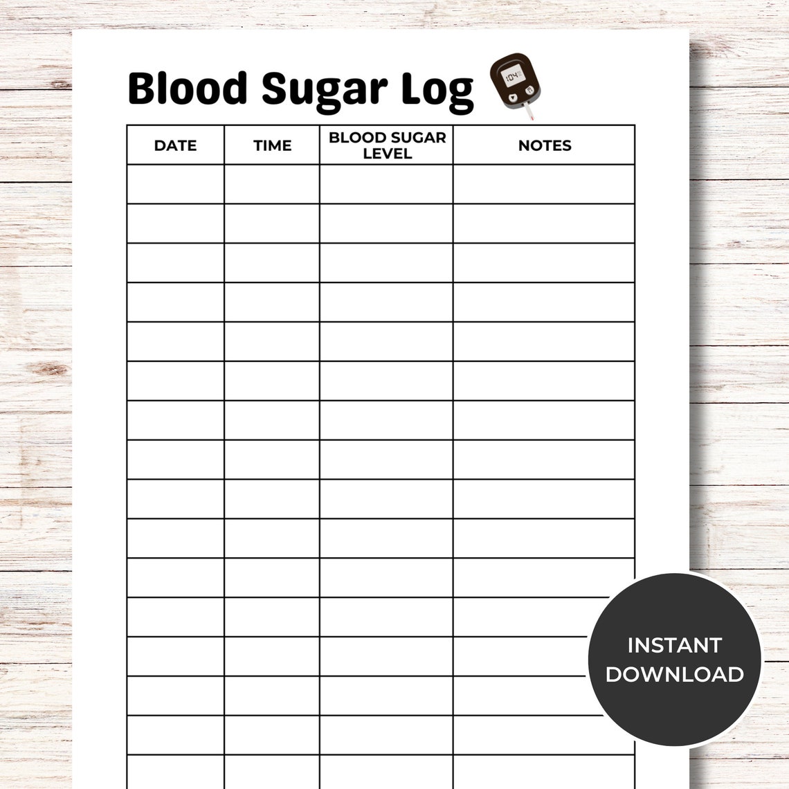 Blood Sugar Log, Printable Blood Sugar Tracker, Diabetes Tracker, Blood ...