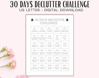 30 Days Declutter Challenge |  Declutter Checklist | Decluttering Challenge Printable | Declutter Printable | Digital Download