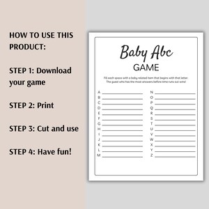 Baby ABC Game, Printable Baby Shower, ABC Game, Baby Alphabet Game, Fun ...