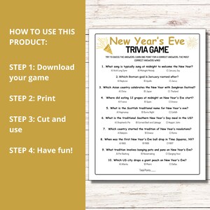 New Year's Eve Trivia Game, Printable New Year's Eve Games for Family ...
