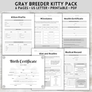 Breeder Kitten Pack, Katzenzüchterformulare, Breeder Cat Pack, Kätzchenzüchter-Aufzeichnungen, Kätzchenimpfung, Katzengesundheitsdatensatz, druckbare PDF
