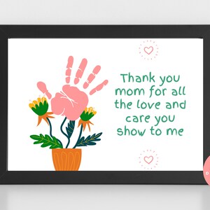 Mother&#39;s Day Handprint Craft, Flower Handprint Art, Handprint Keepsake, Gift for Mother, Kids Activity