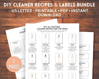 DIY Cleaning Recipes Bundle, DIY Cleaning Labels, Natural Cleaners DIY Recipes