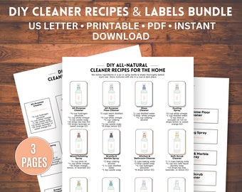 DIY Cleaning Recipes Bundle, DIY Cleaning Labels, Natural Cleaners DIY Recipes