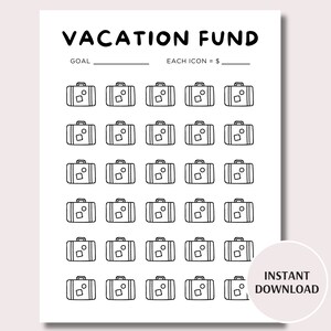 Défi de l&#39;épargne-vacances, outil de suivi de l&#39;épargne vacances imprimable, outil de suivi des fonds pour les vacances, PDF imprimable