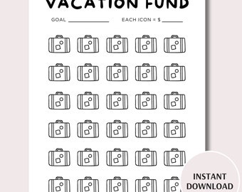 Vacation Savings Challenge, Printable Vacation Savings Tracker, Vacation Fund Tracker Printable PDF