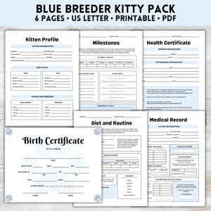 Breeder Cat Pack, Katzenzüchterformulare, Kätzchenzüchter-Aufzeichnungen, Kätzchenimpfung, Katzenimpfung, Katzengesundheitsdatensatz, druckbare PDF