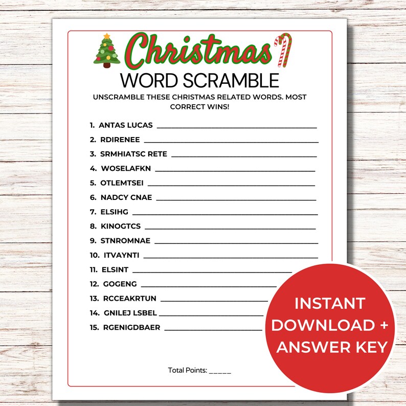 Christmas Word Scramble Game Printable Christmas Games Fun Christmas Activities For Adults And