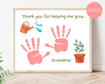 Grandma Mother's Day Gift Handprint Craft, Gift for Grandma, Handprint Keepsakefor for Nana, Printable Kids Handprint Art