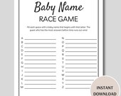 Baby Name Race Game, Printable Alphabet Baby Name Game, Baby Fun Baby Shower Game, Baby A-Z Name Game